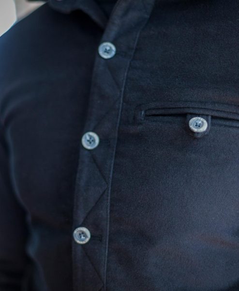 MnNair men's moleskin Beck shirt in Midnight blue - pocket detail