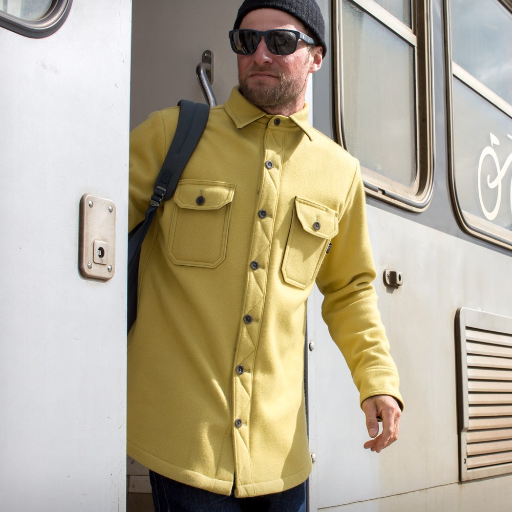 McNair men's heavy weight merino Mountain Shirt in English Mustard