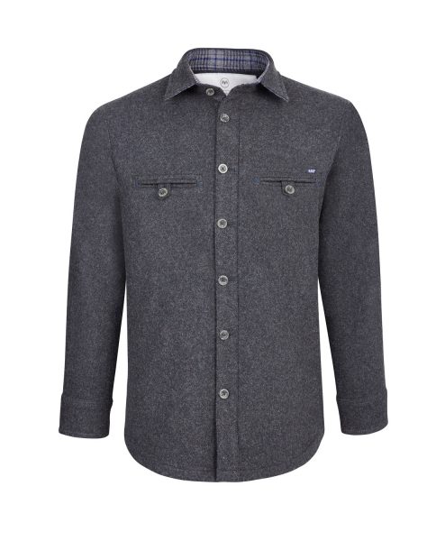 McNair men's Provenance AG merino Fell Shirt in Charcoal Melange