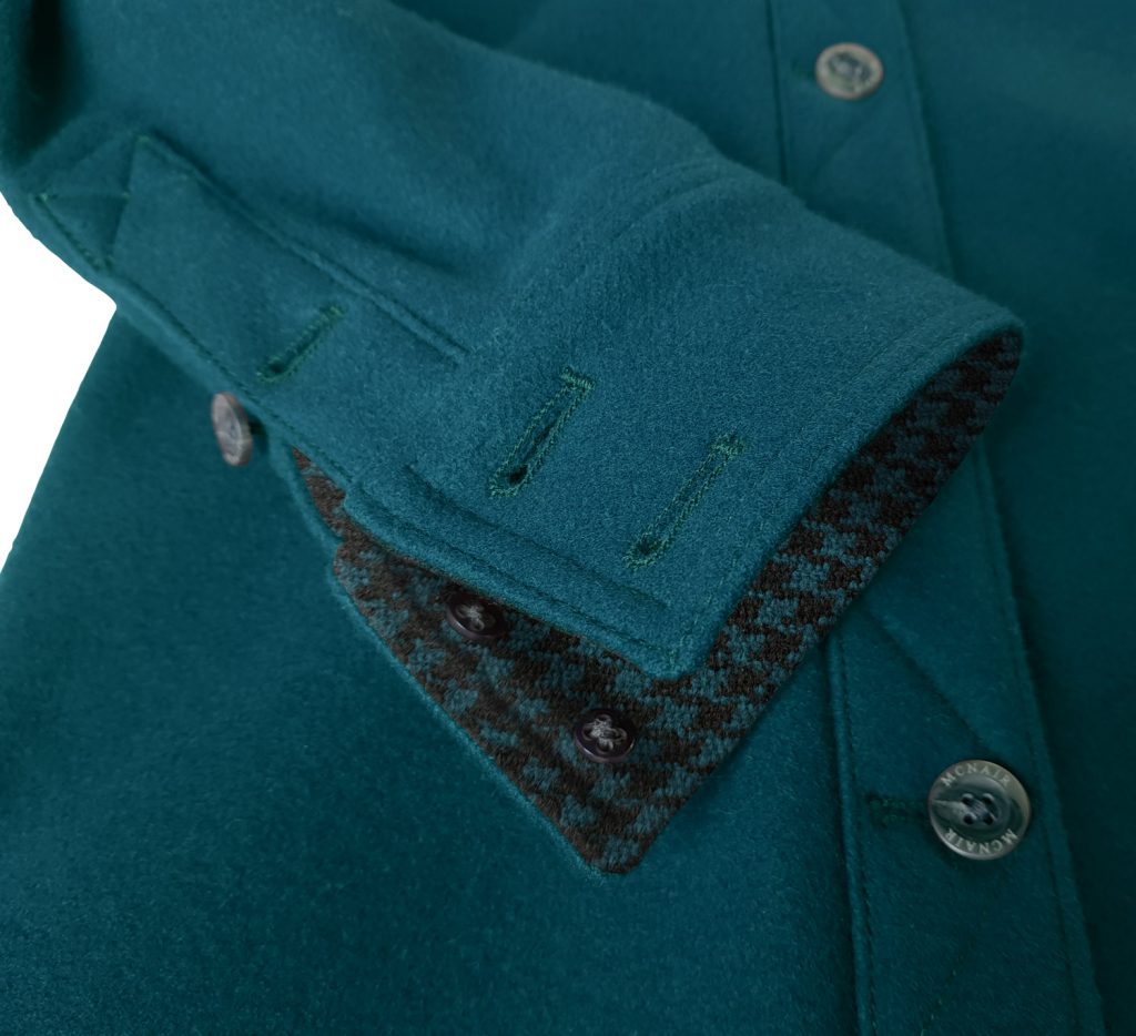 Merino shirt in Lagoon - cuff detail