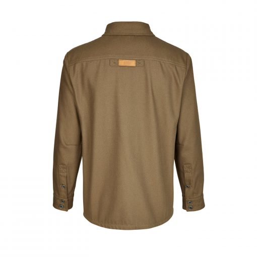 McNair men's PlasmaDry Canvas Work Shirt in bronzed olive (back)