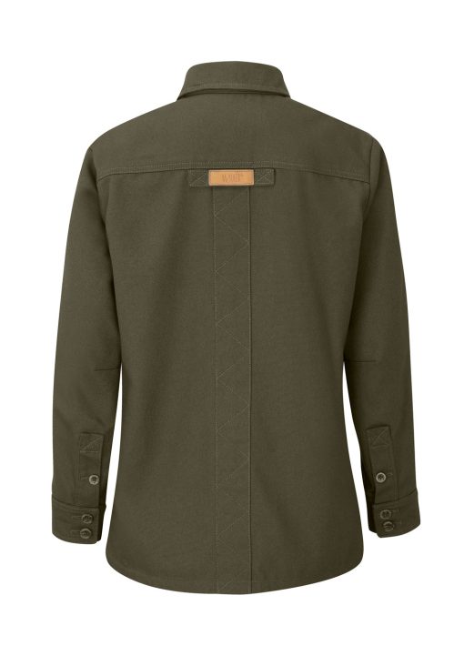 McNair women's PlasmaDry cotton canvas Work Jacket in Bronzed Olive (back)